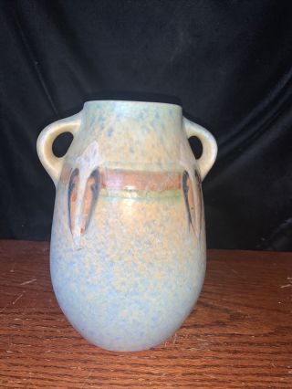 Antique Mission Arts Crafts Era Pottery Vase Semi Gloss Multi Color 7.  5” Euc