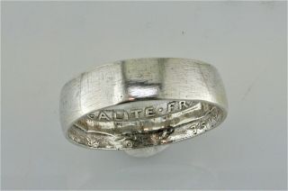 Vintage Wwi 1916 ? Trench Art Hammered Coin Ring Size 8.  5 French Silver Franc