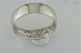 Vintage WWI 1916 ? Trench Art Hammered Coin Ring Size 8.  5 French Silver Franc 2