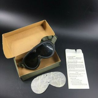 Vintage Stemaco Nsn 8465 - 01 - 004 - 2893 Sun Wind Dust Military Goggles 2 Lenses Box