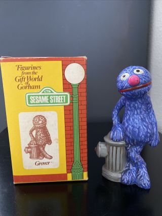 Vintage 1976 Gorham Sesame Street Grover Figure Figurine Sculpture W/ Box