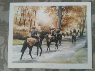 Vintage Limited Edition Print Horse Racing String Of Gold By Caroline Cook