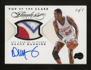2014 - 15 Panini Flawless Black Top Of The Class Danny Manning Auto Patch 1/1