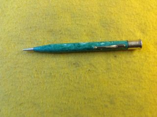 Vtg Sheaffer Lifetime Gold Filled Green Marble Mechanical Twist Flat Top Pencil