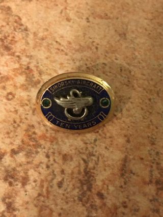 10k Gold Sikorsky Aircraft Helicopter 10 Year Employee Service Pin
