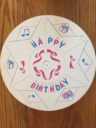 Vintage Revolving Musical Happy Birthday Cake Plate Stand Good - 11 - Inchdiam