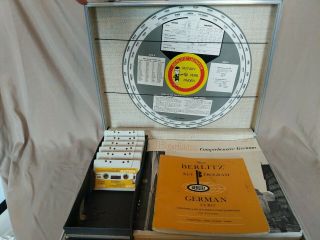 Berlitz Comprehensive German Cassette Tapes/books.  Vintage 1967 Edition W/case