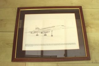Rare Early Signed Griffin Framed Concorde Print From 1973.