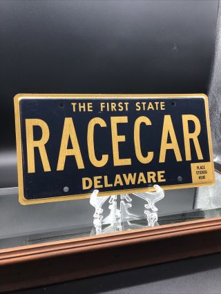 Rare Expired Racecar Race Car Delaware Vanity License Plate Tag Non Active