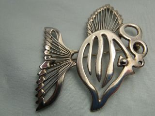 Vintage Sterling Silver Taxco Mexico Ta 116 Modern Design Angel Fish Pin Brooch
