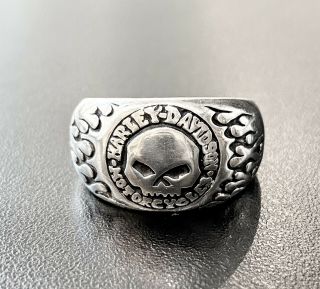 Harley Davidson Vintage Ring.  Sterling Silver Size 11