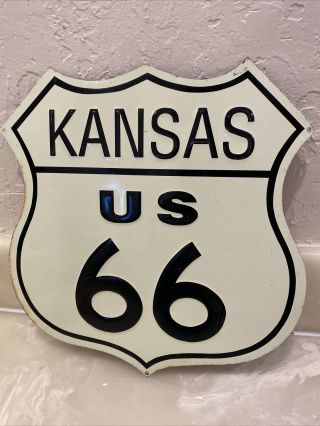 Vintage State Of Kansas Route 66 Metal Highway Road Sign