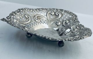 Vintage “Chantilly” Gorham Sterling Silver Heart Shaped Pierced Nut Dish 3