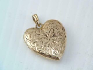 Antique Art Deco Esemco Solid 10k Gold Engraved Heart Locket Ornate