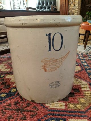 Vintage Antique Red Wing Union Stoneware 10 Gallon Crock Large