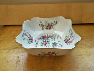 Vintage Limoges (france) Porcelain " Square - Cherry Blossom Design " Bowl