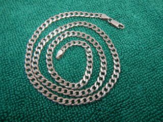 Vintage Italian Sterling Silver Flat Curb Link 20 Inch Chain Necklace 17 Grams