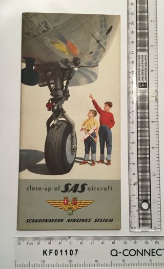 1950’s Vintage Sas Scandinavian Airline Dc - 6 Brochure / Poster