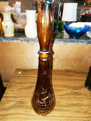 Vintage Embossed Fruit Amber Glass Wine Decanter Genie Bottle Dabs Portugal