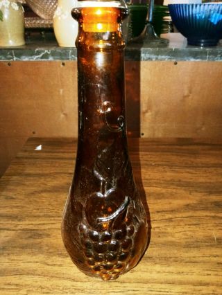 Vintage Embossed Fruit Amber Glass Wine Decanter Genie Bottle Dabs Portugal 2