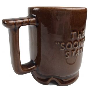 Vintage Oklahoma is OK Frankoma Pottery Brown Coffee Mug Cup The Sooner State 3