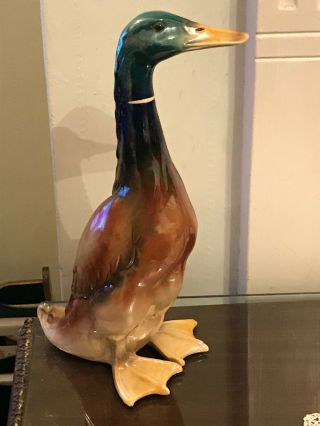 Old Vintage Jema Holland Luster Pottery Large Duck Figure 31 Cm Tall