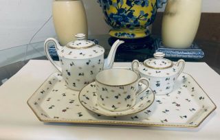19c Nyon Swiss Porcelain Sprig Chantilly Tea Set C1780