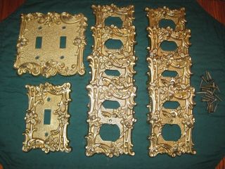 10 Vintage 1967 American Tack & Hardware Co.  Brass Switch Plates Outlet Covers