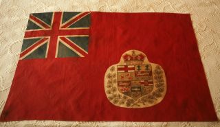 Antique British Empire Canada Flag C.  1870 : Vintage Union Jack Flag Old