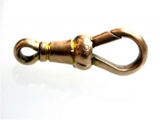 Antique 9ct Rose Gold Dog Clip Medium Swivel Albert Chain Fastener Edwardian
