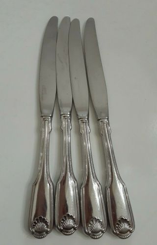 4 Vintage Oneida Stainless Classic Shell Knife Dinner Knives