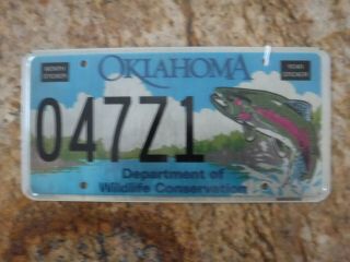 Oklahoma License Plate Department Of Wildlife Conservation Trout 047z1