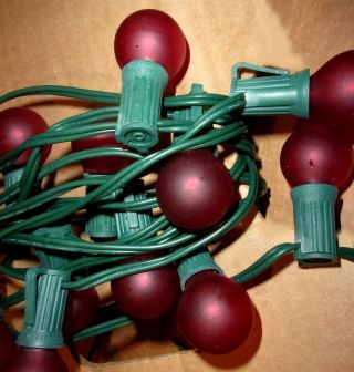 Vintage String Of Lights Round Red Berry G - 30 Green Wire 25 Bulbs (5 Available)