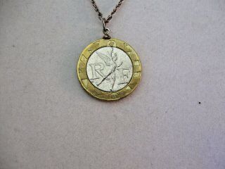 Vintage Necklace With A Two Tone - Coin Pendant - Rf