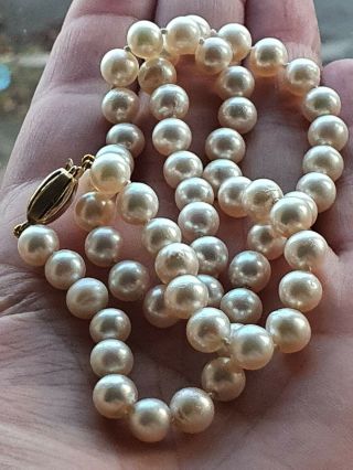 Vintage,  Cultured Akoya Pearls Necklace,  9 Carat Yellow Gold Clasp