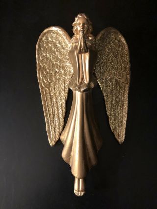 Vintage Angel Tree Topper Gold Blow Mold Glitter Christmas Holiday Decor 70 