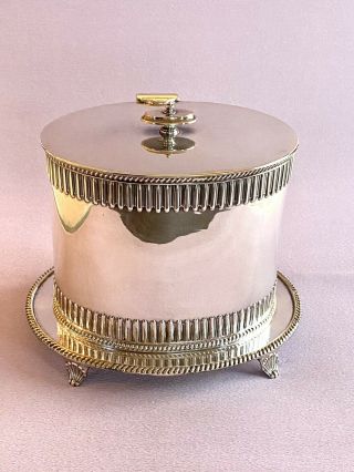 Antique Georgian Silver Plate Biscuit Barrel Box Tea By Harrison Bros.  & Howson