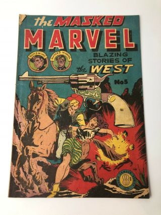 Vintage The Masked Marvel Blazing Stories Of The West No 5 1950 