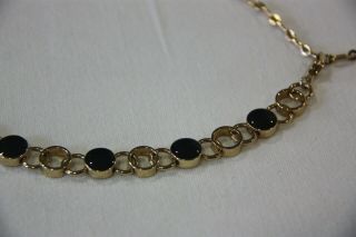 Monet Vintage Necklace Black & Gold Circles 15 1/2 " To 17 1/2 " Reversible Flat