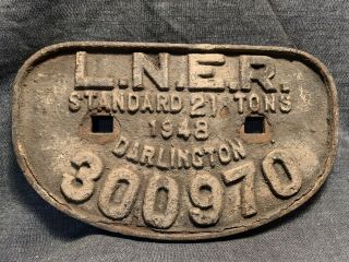 Cast Iron L.  N.  E.  R Standard 21 Tons 1948 Darlington 300970 Plaque