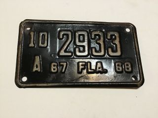 Vintage Florida Motor Cycle License Plate 1967/1968