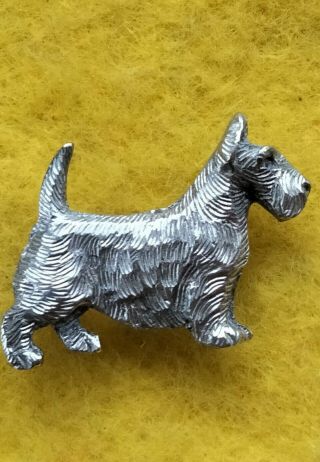 Vintage Sterling Silver Scottie Dog Terrier Brooch Pin 1st Postage Gift Box