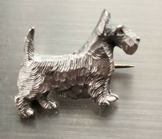 Vintage Sterling Silver Scottie Dog Terrier Brooch Pin 1st Postage Gift Box 3