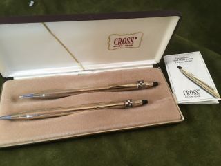 Vintage Purina Mills 10 Year Service Award Cross 10k Gf Pen,  Pencil Set In Case