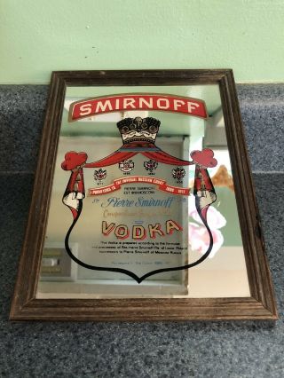 Vintage Smirnoff Vodka Mirror In Frame Bar Advertising