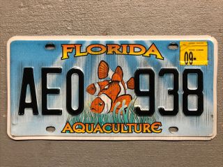 Vintage Florida License Plate Aquaculture - Clownfish Aeo - 938 Rare