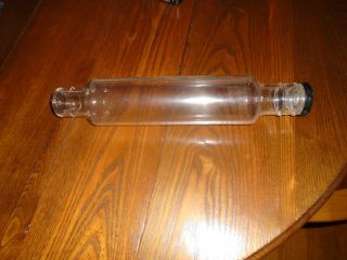 Vintage Glass Rolling Pin With Screw Off Metal Lid