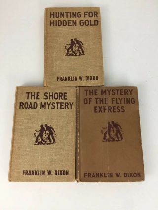 Vintage Hardy Boys Books Franklin Dixon Set Of 3 Tan Brown Tweed Cover Gretta