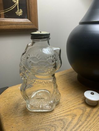 Vintage Grapette Soda Cat Glass Bottle Bank - Metal Lid With Coin Slot