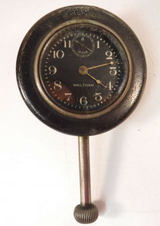 Early Vtg Waltham Watch Co.  Car Dash Clock Auto Automobile 8 Days Windup
